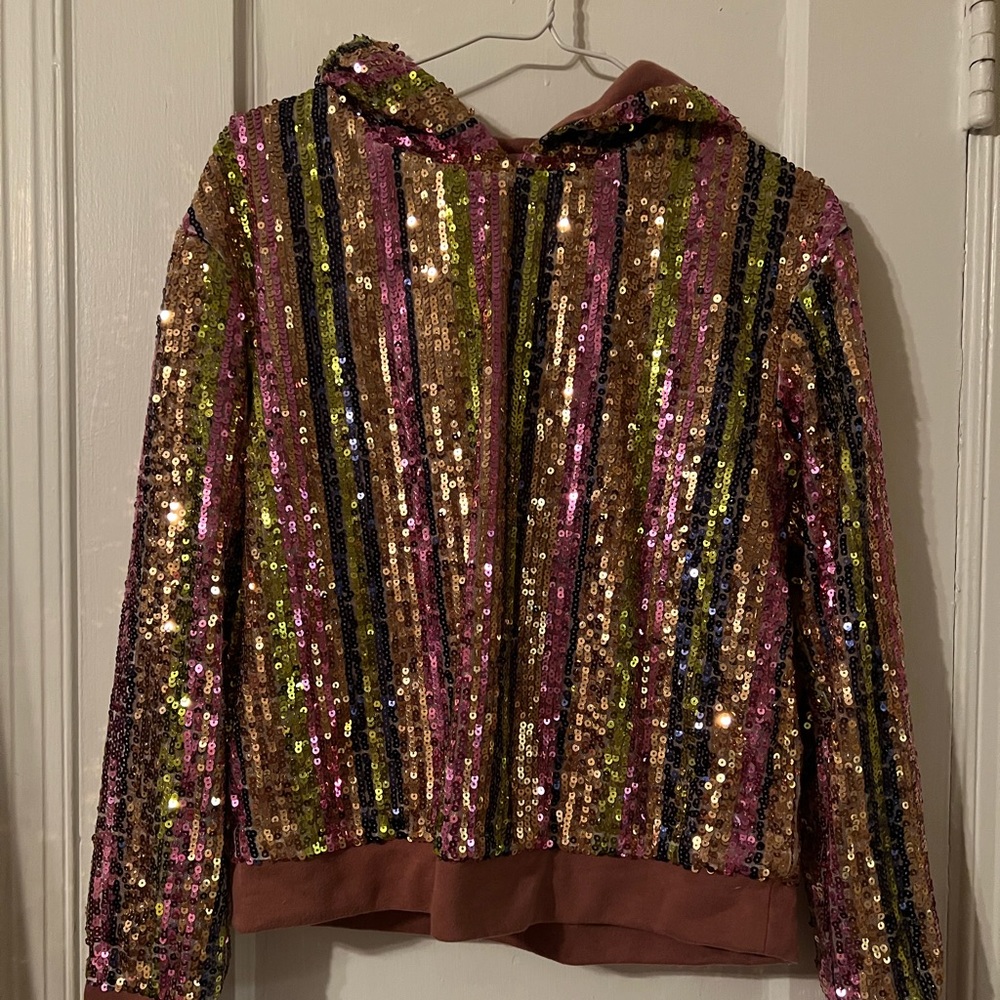 Anthropologie Eri & Ali Sequin Stripe Hoodie Small